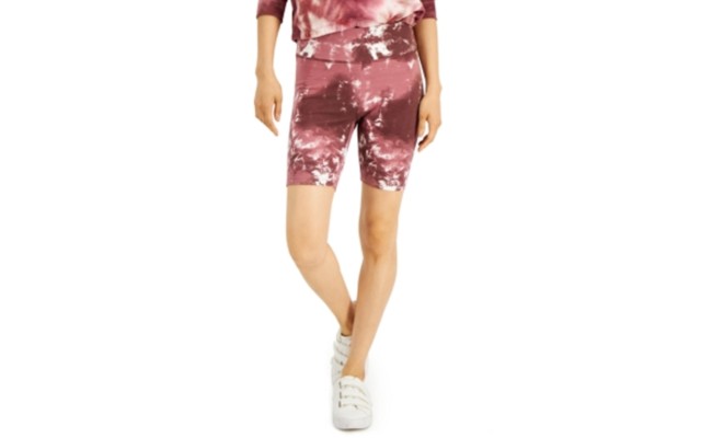  Juniors High-Rise Graphic Biker Shorts, Burgundy, Medium