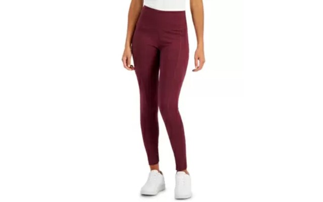  Juniors’ High-Rise Side-Pocket Leggings, Wine Berry, Large