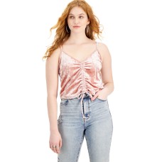 Hippie Rose Juniors’ Ruched Tie-Hem Camisole, Light Pink/S
