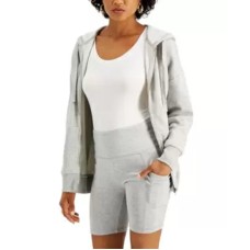 Hippie Rose Juniors’ Side Pocket Biker Shorts, Light Grey, Medium