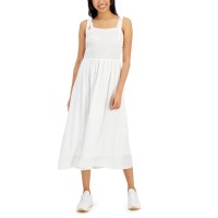 Hippie Rose Juniors’ Smocked Sleeveless Midi Dress, Ivory, Small