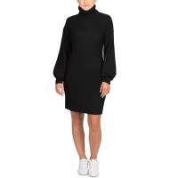Hippie Rose Juniors Turtleneck Sweater Dress, Black, Small