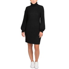 Hippie Rose Juniors’ Turtleneck Sweater Dress, Black, X-Small