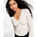  Juniors’ Twist Front Top, Beige/L