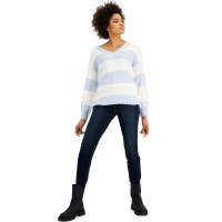 Hippie Rose Juniors V-Neck Tunic Sweaters, Light Blue, Medium