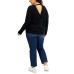  Trendy Plus Size Slit-Back Hacci Top, Black, 2X