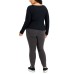  Women’s Trendy Plus Size Twist-Front Top, Black, 2X