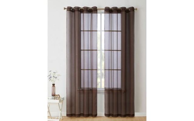  Perth Semi Sheer Grommet Curtain Panels, 95″ L x 54″ W, Brown