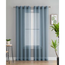 HLC.ME Perth Semi Sheer Grommet Curtain Panels, Aqua, 54×84