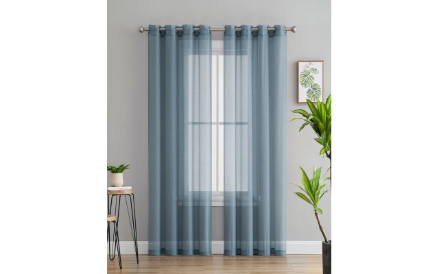  Perth Semi Sheer Grommet Curtain Panels, Aqua, 54×84
