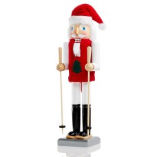 Holiday Lane 14″ Wood Skier Nutcracker in Winter Sweater Christmas