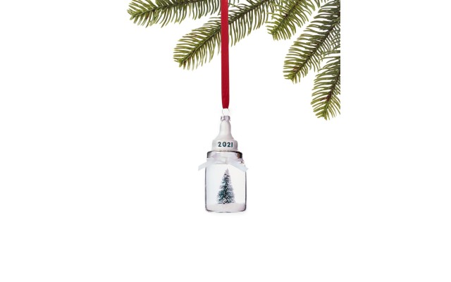  2021 Baby’s First Milk Bottle with Green Tree Inside Ornament,