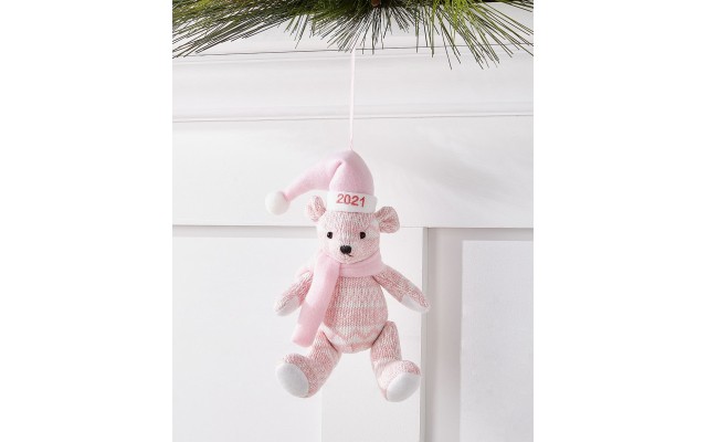  2021 Baby’s First Pink and White Bear Ornament