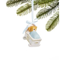 Holiday Lane Baby’s First Baby Bear In Blue Cradle