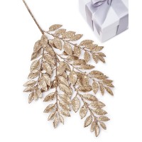 Holiday Lane Blessed Gold Sparkly Leaf Pick Ornament