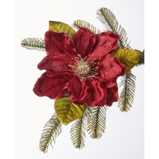 Holiday Lane Blessed Red, Green, Gold Flower Clip Ornament