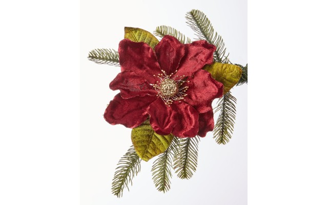  Blessed Red, Green, Gold Flower Clip Ornament