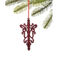 Holiday Lane Burgundy & Blush Flocked Chandelier Ornament