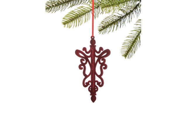  Burgundy & Blush Flocked Chandelier Ornament
