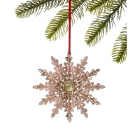 Holiday Lane Burgundy & Blush Glittered Pink Snowflake