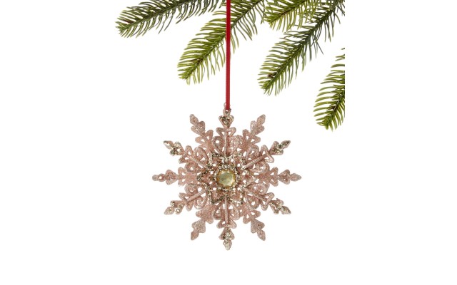  Burgundy & Blush Glittered Pink Snowflake