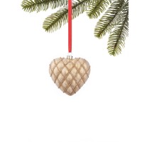 Holiday Lane Burgundy Blush Heart with Beads Ornament, Gold