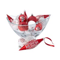 Holiday Lane Christmas Cheer Red Silver White Shatterproof Ornaments