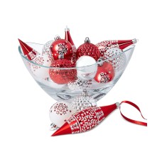 Holiday Lane Christmas Cheer Red Silver White Shatterproof Ornaments