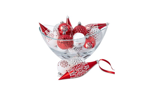  Christmas Cheer Red Silver White Shatterproof Ornaments