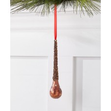 Holiday Lane Cinnamon & Spice Bronze Sequin Glass Drop Ornament