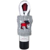 Holiday Lane Cozy Christmas Hoodie Sweater Bottle Cover, Gray
