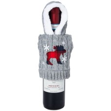 Holiday Lane Cozy Christmas Hoodie Sweater Bottle Cover, Gray