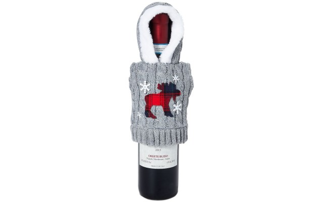  Cozy Christmas Hoodie Sweater Bottle Cover, Gray