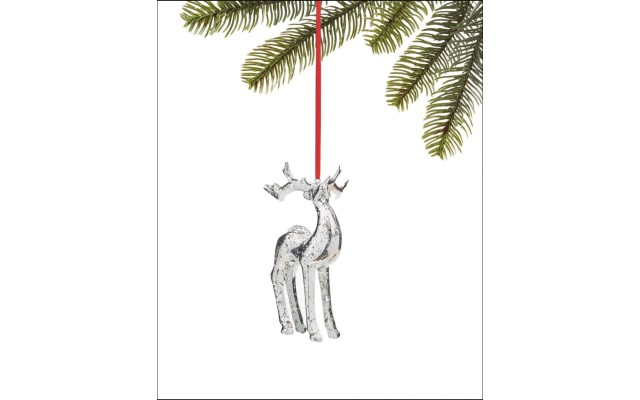 Holiday Lane Cozy Christmas Silver-Tone Reindeer Ornament