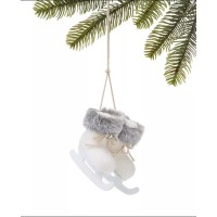Holiday Lane Cozy Christmas White Snow Boots Ornament