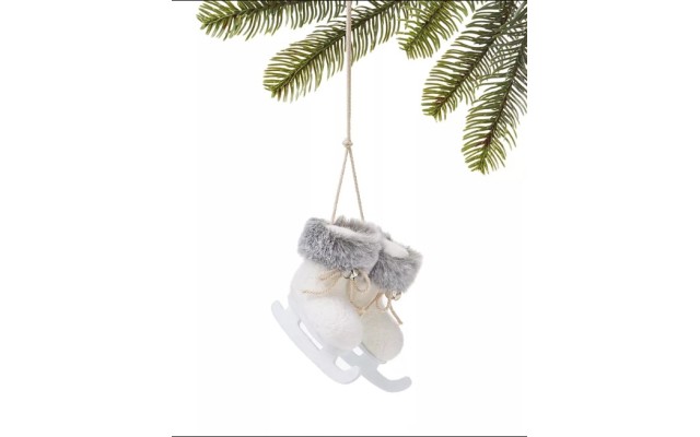 Holiday Lane Cozy Christmas White Snow Boots Ornament