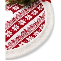 Holiday Lane Fair Isle Knit 48″ Tree Skirt, Red/White