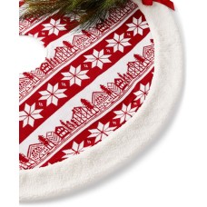 Holiday Lane Fair Isle Knit 48″ Tree Skirt, Red/White