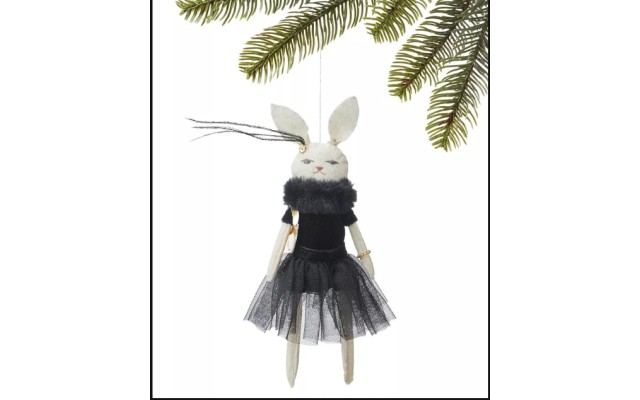 Holiday Lane Fashion Week Rabbit with Black Dinner Dress Ornament