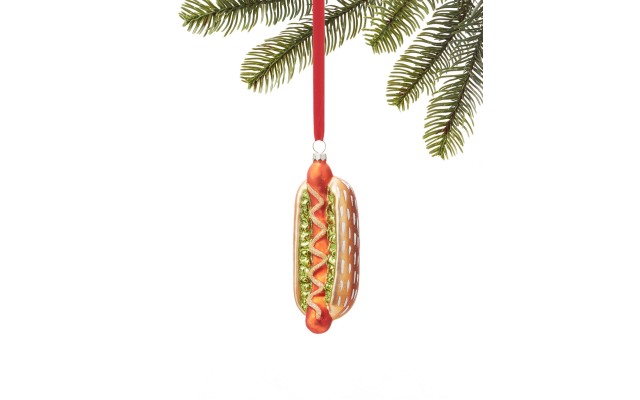  Foodie and Spirits Hotdog with Bun Ornament