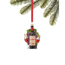 Holiday Lane Foodie and Spirits Wine Bottle “Tis The Season to Get Tipsy” Ornament