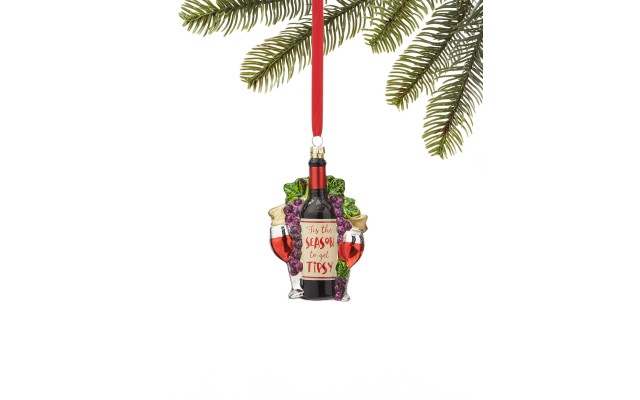  Foodie and Spirits Wine Bottle “Tis The Season to Get Tipsy” Ornament