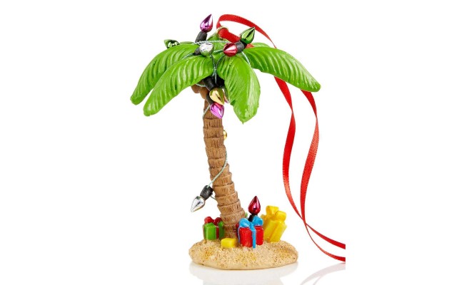  Hawaii Palm Tree with Christmas Lights Ornament, Multicolor
