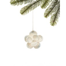 Holiday Lane Hawaii White Glitter Flower Ornament
