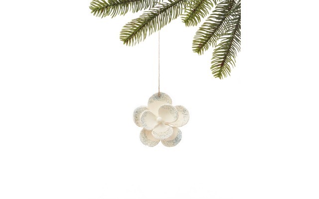  Hawaii White Glitter Flower Ornament