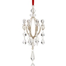 Holiday Lane Jeweled Chandelier Ornament, White