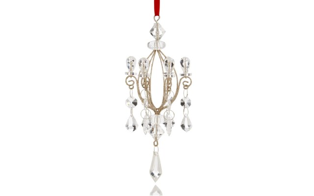  Jeweled Chandelier Ornament, White