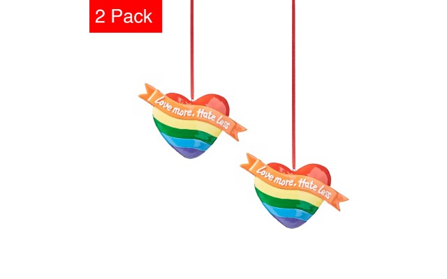  Love is Love Love More Hate Less Heart Ornament, Set of 2