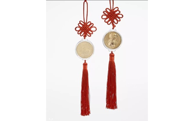 Holiday Lane Lunar New Year Gold Coin with Tassel, Set of 2, One Pack