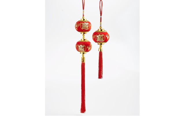  Lunar New Year Lantern Wall Decor with Tassels, Set of 2